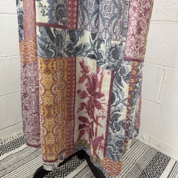 Lane Bryant Patchwork Midi Sundress Lined Pink Floral Boho Cottage Peasant SZ 18 - Picture 6 of 14